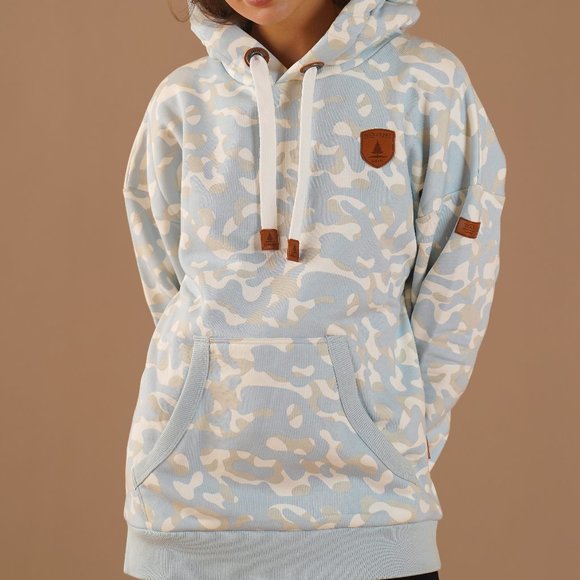Wanakome Billie Print Sky Blue Camo Hoodie Small - Picture 1 of 5